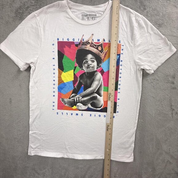 The Notorious BIG Shirt Mens Medium White Biggie Smalls Crown Graphic Rap Tee - Picture 6 of 9